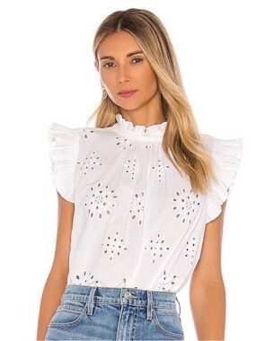 1. State Cream Eyelet Ruffle Sleeve Blouse